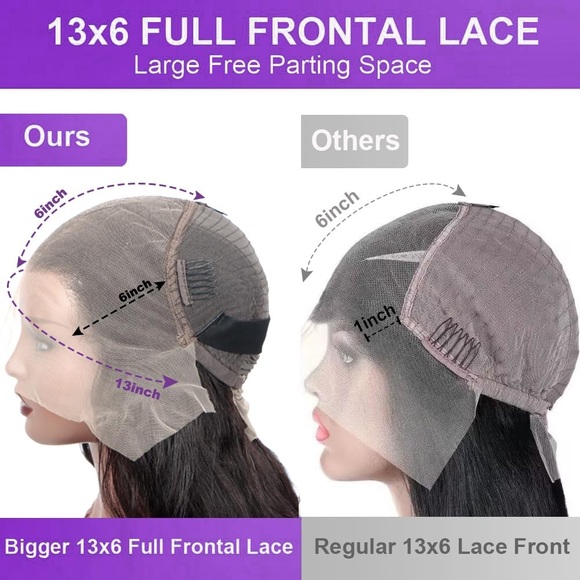 HUMAN HAIR 13x6 Deep Wave Lace Front 24” Wig 180% Density Glueless Natural Color - Picture 4 of 16